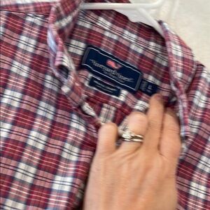 Vineyard Vines Red and White Button Down Shirt